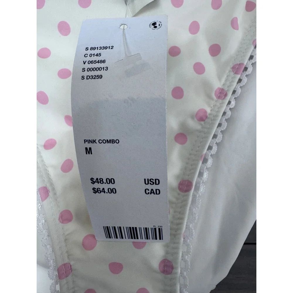 Dippin' Daisy's Jane Bikini Bottom Pink Polka Dot Lace Trim High Cut‎ M NEW UO
